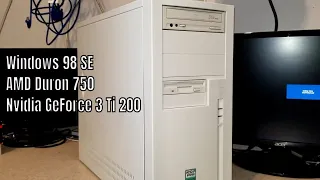 Windows 98 PC build featuring AMD Duron and GeForce 3 Ti