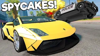 Spycakes & I Used Upgraded Lamborghinis In Police Chases in BeamNG Drive Mods!