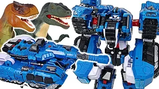 Tobot V TankGuy, Captain Police transform! Save police attacked by giant dinosaurs! #DuDuPopTOY