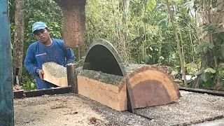 Bahan super, penggergajian kayu waru gunung di buat reng pakai gergaji mesin serkel rakitan