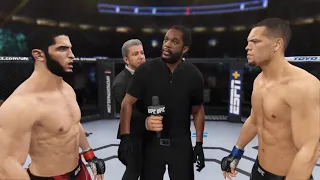Islam Makhachev vs Nate Diaz FULL FIGHT | UFC 4 AI Simulation
