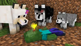 Wolf Life: BABY ZOMBIE IS BACK TO LIFE - Minecraft Animation