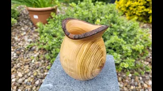 Live edge Birds mouth hollow form. #woodturning #hollowform #woodart