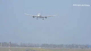 CROSSWIND landing Kenya Airways Boeing 787 at Schiphol Airport