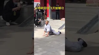 The visual shock brought by Shaolin genuine kungfu.近距离欣赏少林欧阳锋所展示的飞天蛤蟆功，你一定会为之惊叹。