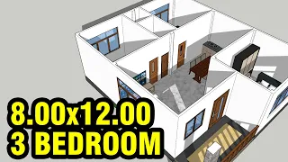 A39_HOUSE MODEL DESIGN || 8.00 x 12.00 || 3 BEDROOM