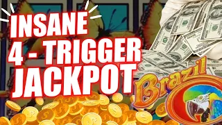 4-TRIGGER BONUS on BRAZIL!! 💎  BIG JACKPOT HIGH LIMIT Max Bet Slots! DRAGON LINK SLOT MACHINE