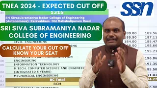 TNEA 2024 | SSN College of Engineering | Expected Cut Off | Department Wise & Community Wise
