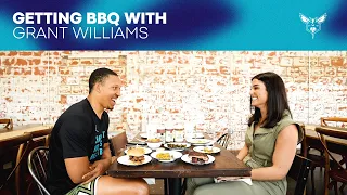 Grant Williams Talks With Ashley ShahAhmadi at a Local BBQ