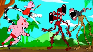 Siren Head  Vs Piggy Family with Long Horse  part 2  - Roblox Piggy Animation - GV Studio