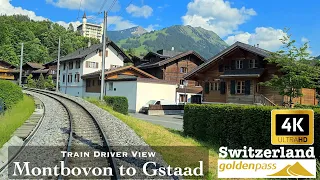 4K führerstandsmitfahrt - Montbovon nach Gstaad Schweiz | Goldenpass Panorama MOB Zug – 4K HDR 60fps