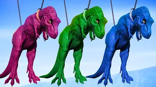 Dinosaur T Rex Color Pack vs Spinosaurus vs I Rex   Jurrassic World Evolution Dinosaurs Fighting