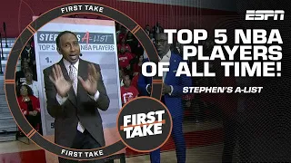 Stephen's A-List: Top 5 NBA players of all time + Reaction to LeBron's Heat comments | First Take
