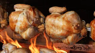 참나무 장작으로 90분 구운 누룽지 치킨 / chicken grilled in oak tree for 90 minutes / korean street food