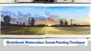 Sketchbook Watercolour Sunset Painting Timelapse Video