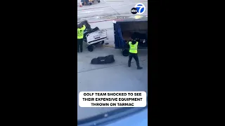 Golf team shocked to see their expensive equipment thrown on tarmac