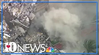 Aerial video of building collapse near Miami, Florida