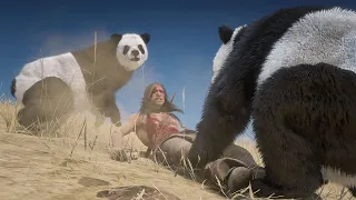 Native American Fights PANDA Bears in Red Dead Redemption 2 PC 4K