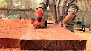 The Most Professional And Unique Wood Processing // A Square Dining Table Created With Redwood