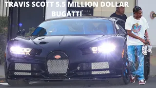 Travis Scott Hops Into His New 5.5 Million Dollar Bugatti While Carrying A Pair Of Unreleased Nikes