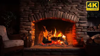 🔥 4K Fireplace Ambience (No Music 24 hrs) 🔥 Fireplace with Burning Logs and Crackling Fire Sounds