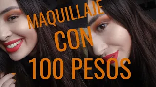 MAQUILLAJE CON 100 PESOS | ¡Maquillaje bueno, bonito y barato!