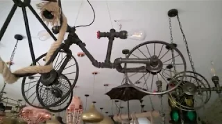 Maso Bicycle hanging chandelier lamp industrial vintage hanging pendant light real video show part1