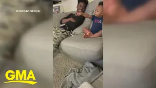 Toddler has hilarious 'conversation' with his dad