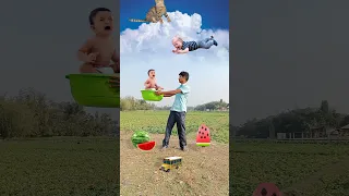 Crying Flying babies catching vs cat & puppy - Funny magic vfx video 😀