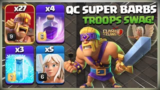 Th13 Queen Charge Super Barbarian Attack | Th13 Super Barbarian Attack in Clash of Clans coc.