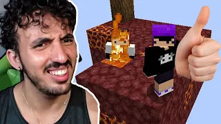 minecraft skyblock recuperando a lava e fazendo b@st# - Saiko e ycro | Leozin React