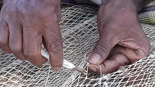 Primative techniques of repairing fishing nets
