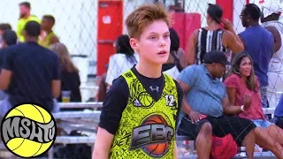 Niccolo Kalischer-Stork is a 3 POINT BOMBER at the 2018 EBC Jr All American Camp