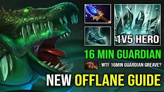 NEW Offlane Tidehunter Guide | 16Min Guardian Greaves 1v5 Unkillable with Epic Ravage Dota 2