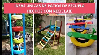 15 Ideas para patios de jardín escolar de infancia hechas con reciclaje