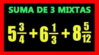 ✅👉 Suma de Tres Fracciones Mixtas  ✅ Como Sumar 3 Fracciones Mixtas