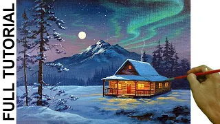 Acrylic Landscape Painting TUTORIAL / Winter Night / JMLisondra