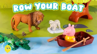 Peppa Pig Row Your Boat 🛶  | Nursery Rhyme Sing Along | Toy Learning Video | Sour Playhouse