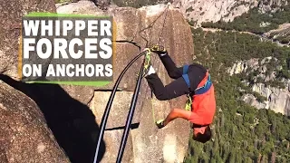 Forces on the anchors during highline whippers at the Rostrum in Yosemite National Park