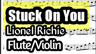 Stuck On You Flute or Violin Sheet Music Backing Track Play Along Partitura