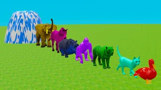 Paint Animals Gorilla Cow Tiger Lion Elephant Fountain Crossing Animal Game Funny 3d Animals