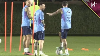 Lionel Messi trains alongside bodyguard Rodrigo De Paul for Argentina