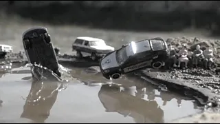 1 /64 Dynamic Diorama - Cars Truck and Police Chase - Crash Compilation Slow Motion 1000 fps #87