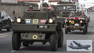 Military vehicles and aircraft in Normandy after D-Day Veterans arrive by ferry 🏅