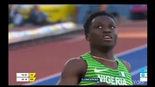 Onwuzurike from Nigeria wins men's 200m heat 2 in Commonwealth games.