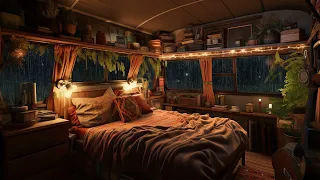 Campervan Rain Sounds For Study And Relaxation | Tranquil Ambience | Peaceful Rainfall | Rainy Day