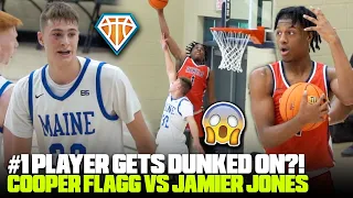 #1 Player GETS DUNK ON?! Jamier Jones vs Cooper Flagg INTENSE BATTLE at Nike Peach Jam