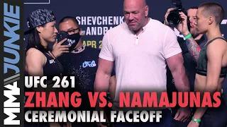 Zhang Weili vs. Rose Namaunas final faceoff | UFC 261 ceremonial weigh-ins