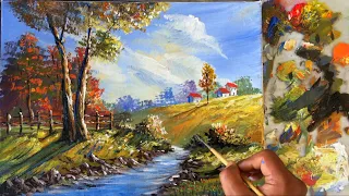 Acrylic Landscape Painting In Time-lapse | Easy Landscape Painting | How to Paint Scenery Landscape