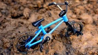 BMX Finger | Tricks On Dirt Bike in Mud | Tech Deck Finger BMX Bike | Mini Nikes